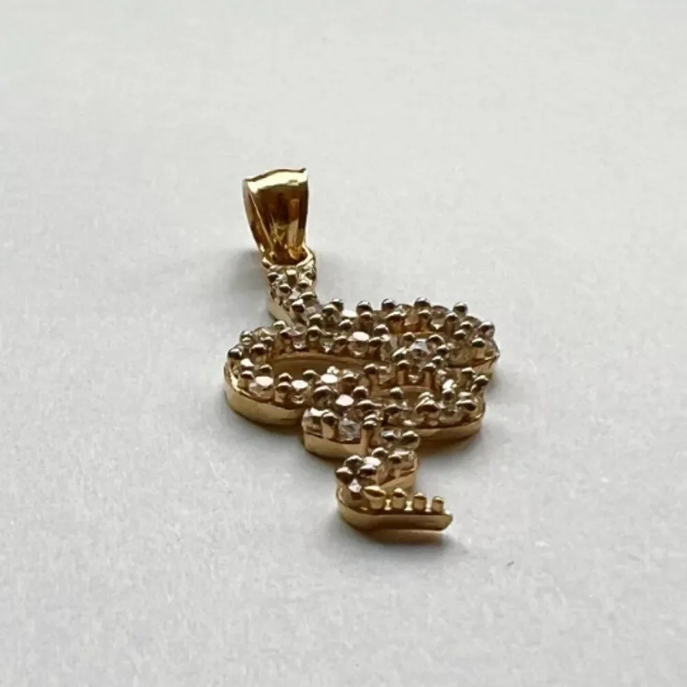 14k Real Yellow Gold Snake Charm Pendant | Streetwear Snake Pendant Snak…